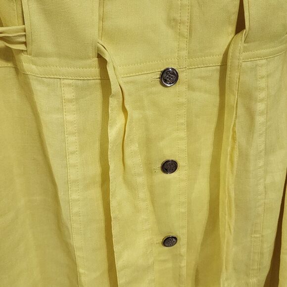 Antonio Melani Shift Dress 6 Yellow Linen Blend Button Up Sleeveless - Picture 3 of 5